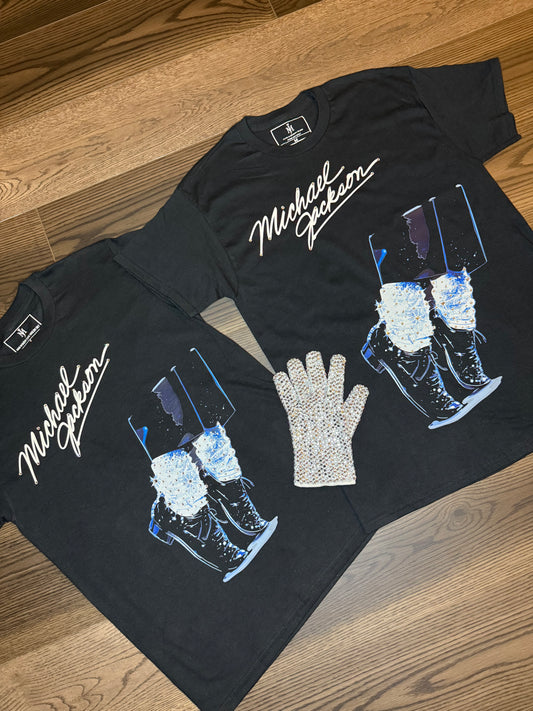 LIMITED Micheal Jackson Rhinestone Toe stand T-shirt